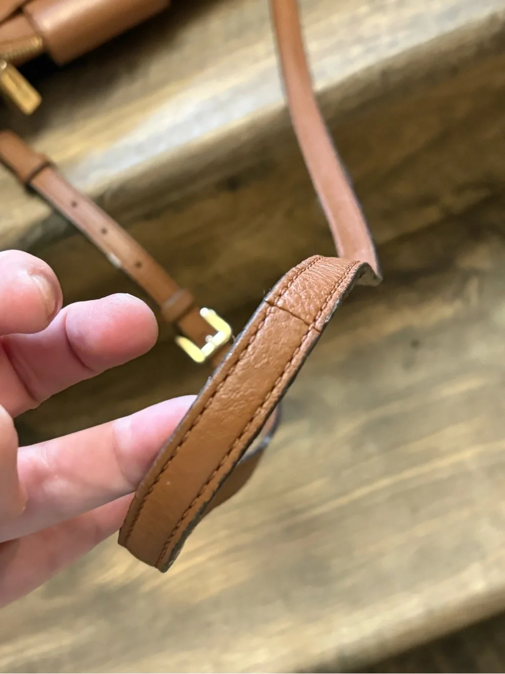 Michael Kors Brown Leather Crossbody Bag with Gold Logo